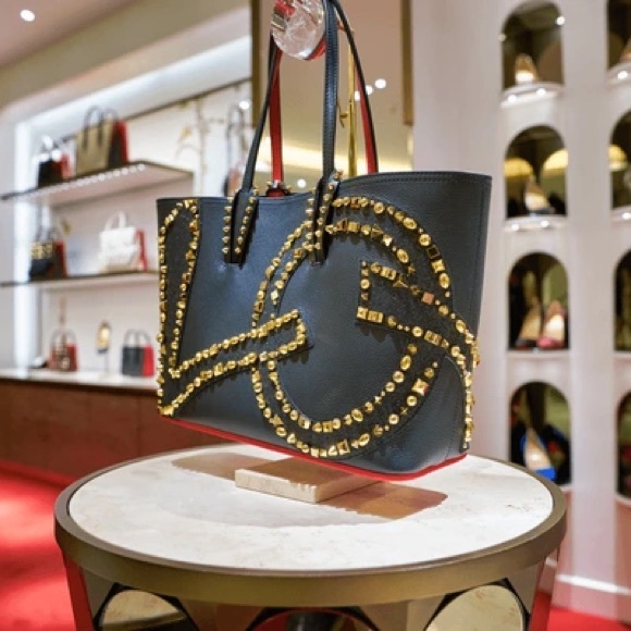 CHRISTIAN LOUBOUTIN Cabata Small Love Calf Paris Tote Bag studded stud sparkly - Picture 16 of 16